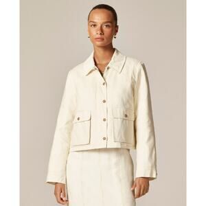 J. Crew Cropped Barn Jacket Ripstop Cotton Quilted Lined Utility Chore Coat